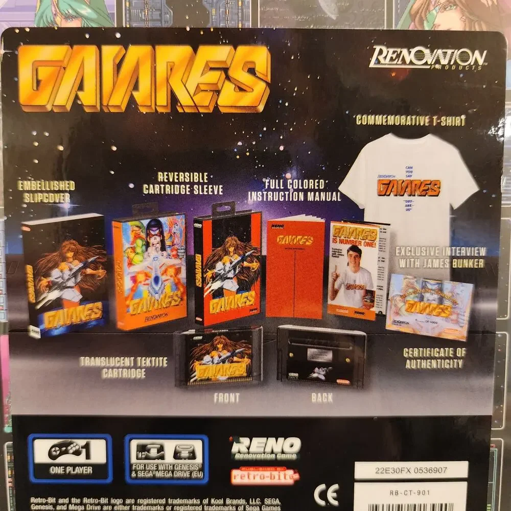 Game - Gaiares [Retro-Bit Edition] w/ Promo T-shirt (NEW) - GENESIS - Retro-bit